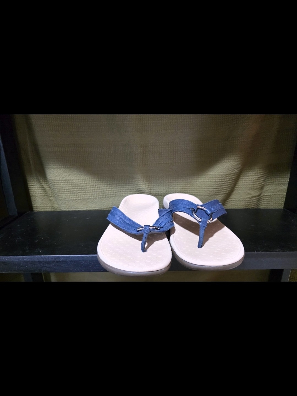 Vionic Tide Aloe Blue and Cream Ladies Toe-Post Sandals